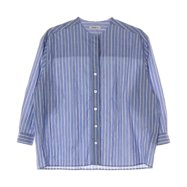 [BUNJANG] Urbanethic CHERVIL Stripe Cotton Band Collar Round Oversized Shirt / 얼바닉30 CHERVIL 처빌 스트라이프 코튼 밴드카라 라운드 오버핏 셔츠