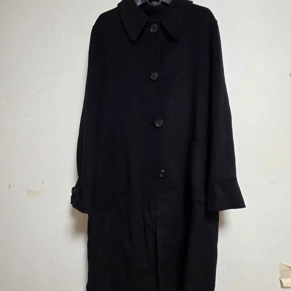 [BUNJANG] Alpaca Blend Black Long Coat / 알파카느낌 원단 블랙 롱코트