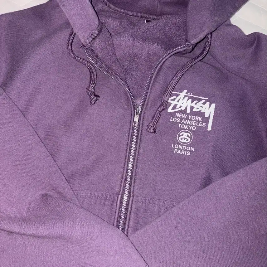 [BUNJANG] Stussy World Tour Hoodie Zip-up Grey M / 스투시 월드투어 후드집업 그레이프 m