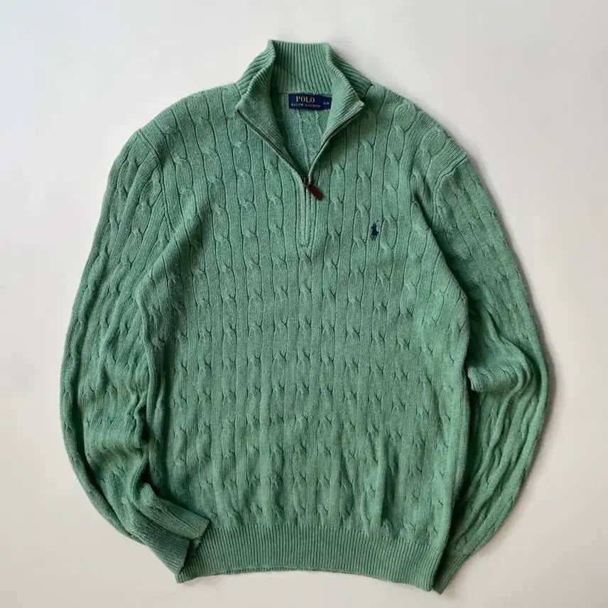 [BUNJANG] Polo Cable Half Zip-Up Knit L / 폴로 케이블 하프 집업 니트