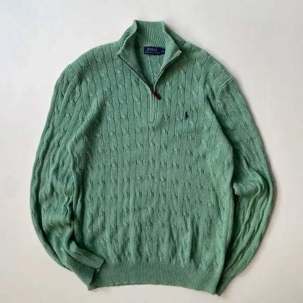 [BUNJANG] Polo Cable Half Zip-Up Knit L / 폴로 케이블 하프 집업 니트