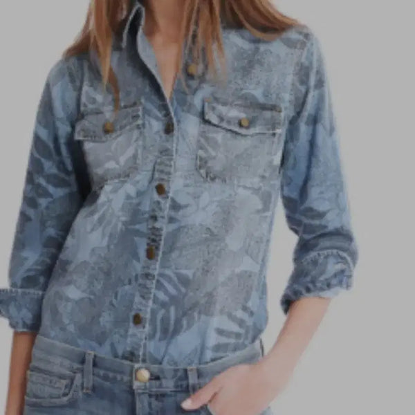 [BUNJANG] Current Elliott Pattern Washing Denim Shirt Women's Size 1 / 커렌트 에리엇 패턴 워싱 데님 셔츠 1size _ 여성