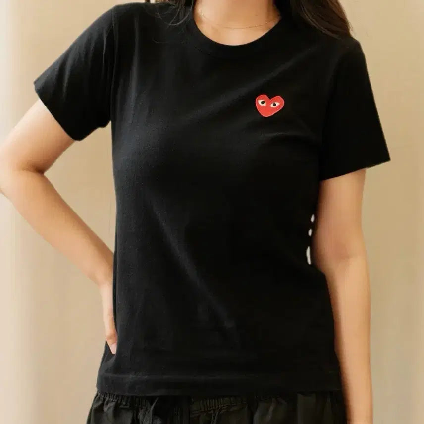 [BUNJANG] Comme des Garcons Play Red Emblem T-Shirt Black M / 꼼데가르송 레드와펜 반팔 티셔츠 블랙 M