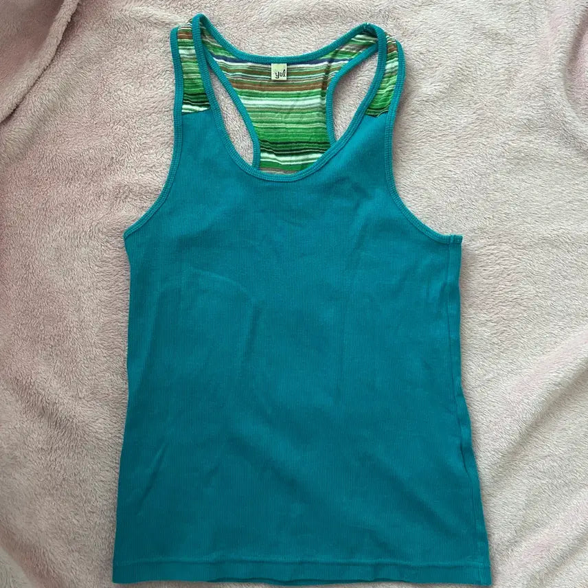 [BUNJANG] Vintage Sleeveless Tank Top - Turquoise / 빈티지 민트 청록색 민소매 나시