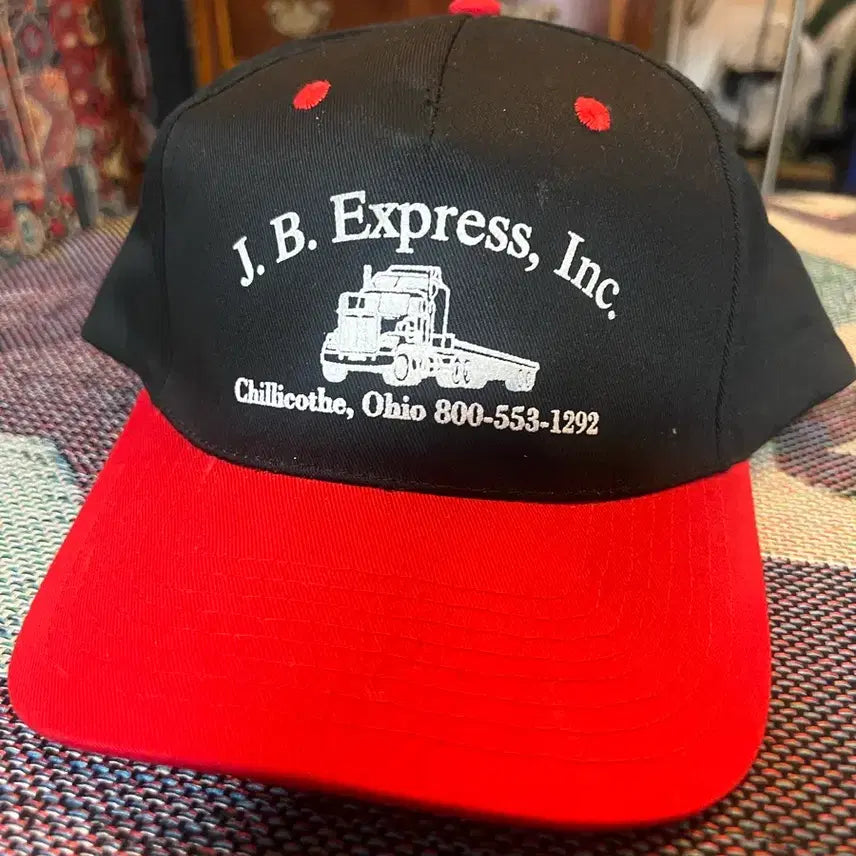 [BUNJANG] J.B. Express Inc. 90s USA Trucker Logo Ball Cap Black/Red / 90s USA J.B. Express Inc. 트럭 로고 볼캡 블랙/레드