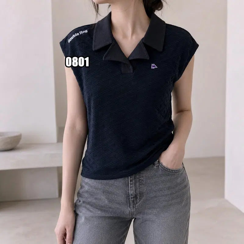 [BUNJANG] L Double Flag Women's Sleeveless Vest / L 더블플래그 여성용 카라 민소매 베스트