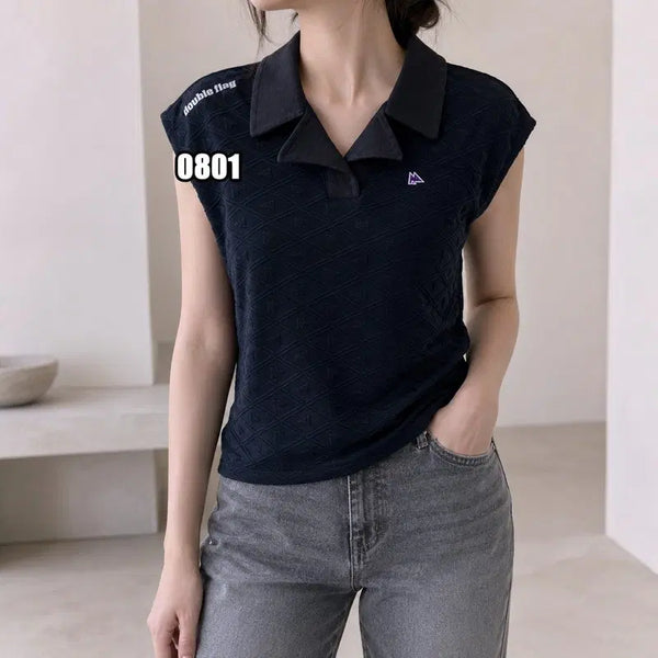 [BUNJANG] L Double Flag Women's Sleeveless Vest / L 더블플래그 여성용 카라 민소매 베스트