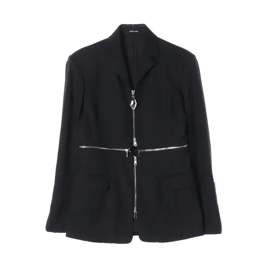 [BUNJANG] BADBLOOD 23SS Ellipse Zip-Up Detachable Blazer Slim Fit Jacket Black / 배드블러드 23SS 엘립스 집업 디태쳐블 블레이져 슬림핏 재킷 블랙