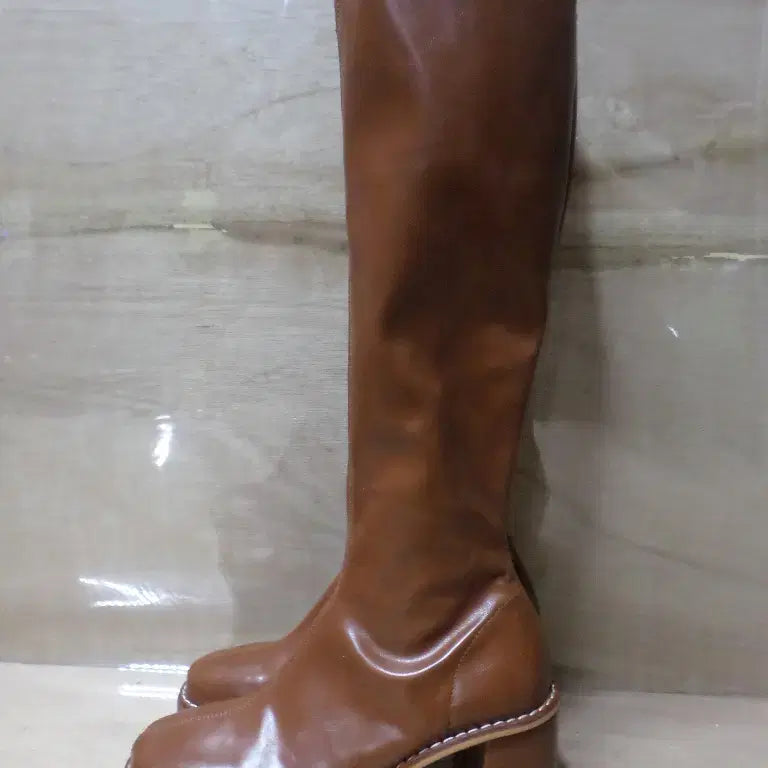[BUNJANG] Mariam Chunky Platform Long Boots Brown / 후루룩구제3 225 마리암 통굽 롱부츠 브라운 굽8 260819