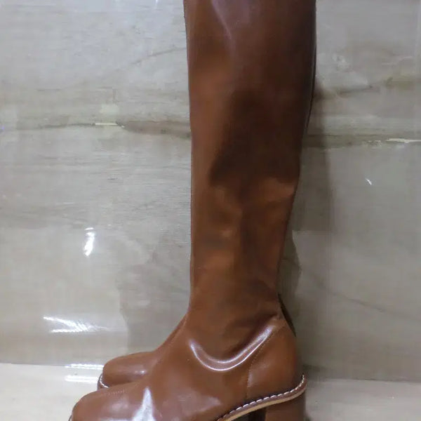 [BUNJANG] Mariam Chunky Platform Long Boots Brown / 후루룩구제3 225 마리암 통굽 롱부츠 브라운 굽8 260819