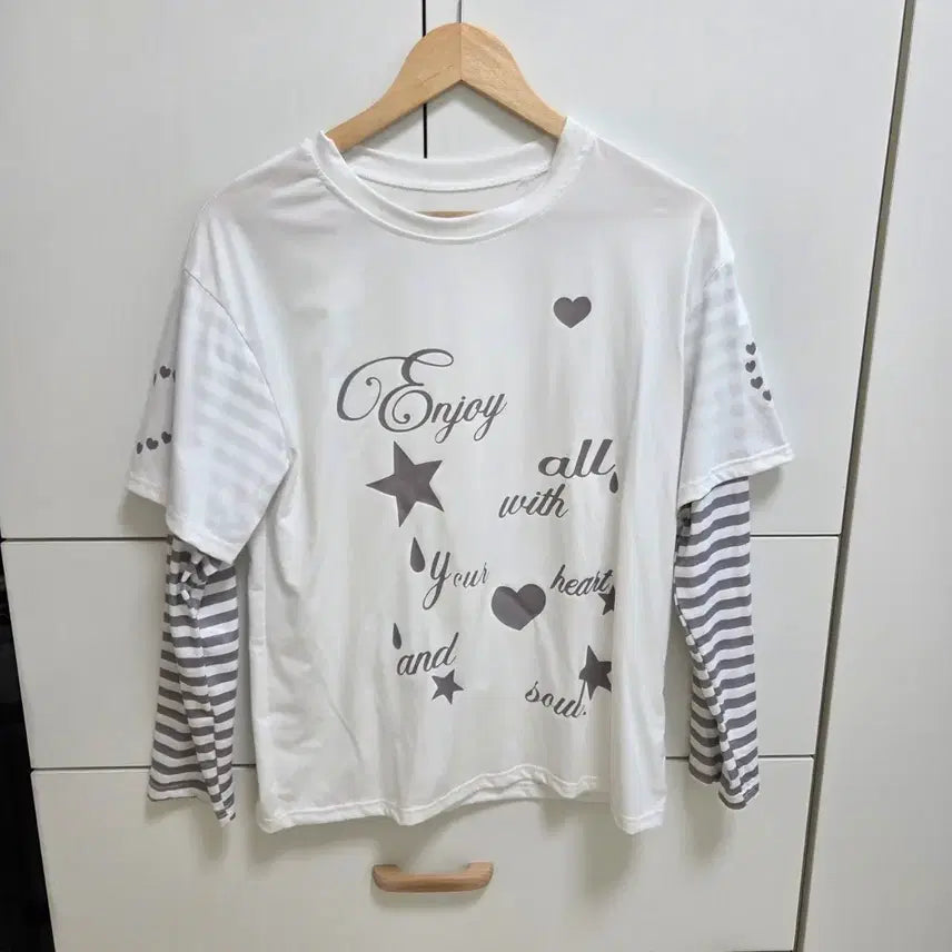 [BUNJANG] Layered Long Sleeve T-Shirt / (실착1회) 레이어드 긴팔티 일체형
