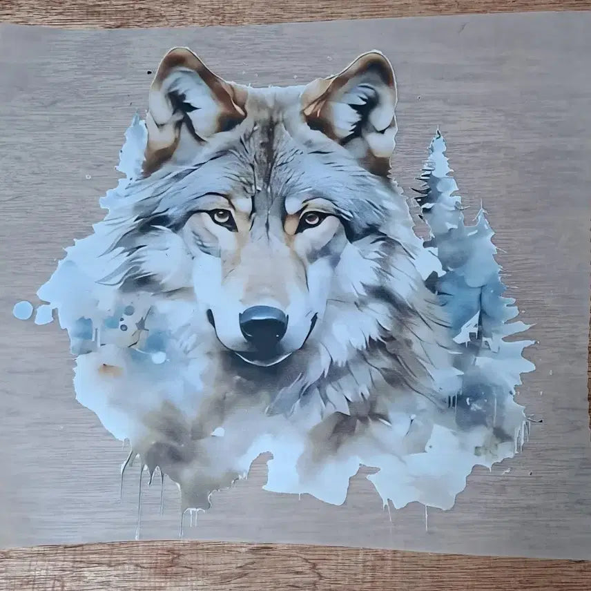 [BUNJANG] Wolf Illustration Heat Transfer Sticker / 늑대 일러스트 열전사 스티커