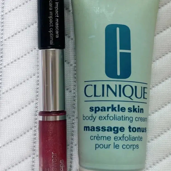 [BUNJANG] Clinique High Impact Mascara, Long Last Glosswear Lipgloss, and Sparkle Skin Body Scrub Set / 크리니크 립글로즈+마스카라+바디