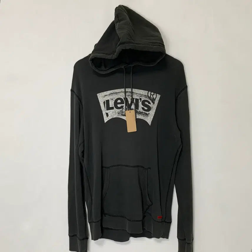 [BUNJANG] Levi's Printing Y2K Vintage Loose Fit Hoodie Charcoal Black L / 리바이스 프린팅 y2k 빈티지 루즈핏 후드티 차콜블랙 L