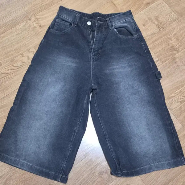 [BUNJANG] Black Denim Bermuda Shorts / 흑청 버뮤다