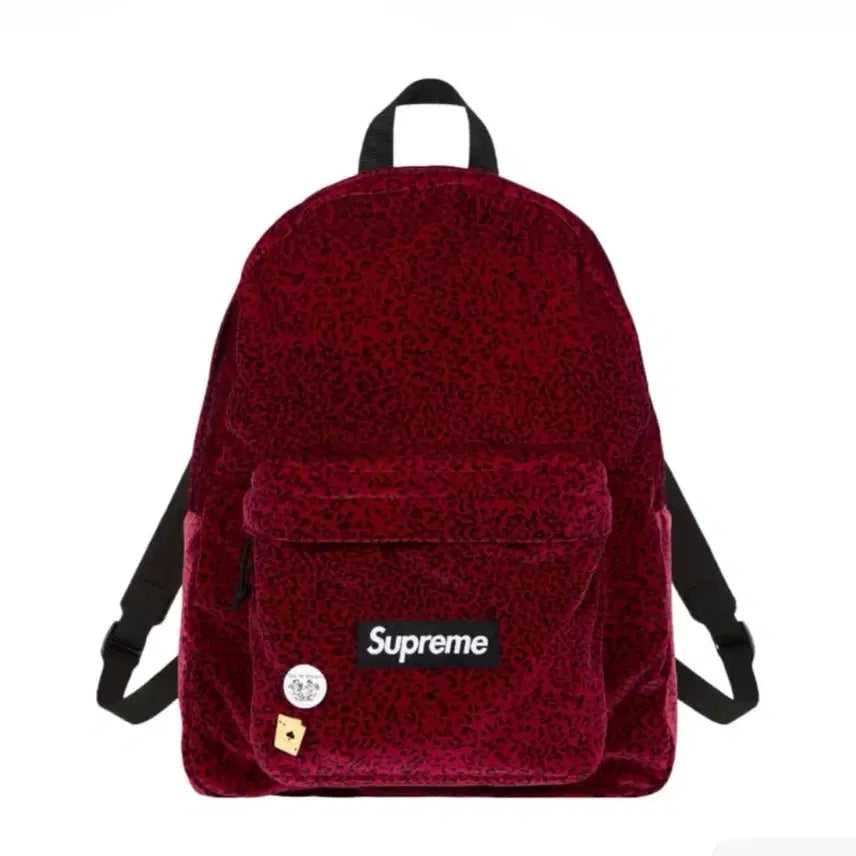 [BUNJANG] Supreme 25FW Leopard Velvet Backpack Red / 슈프림 25fw 레오파드 벨벳 백팩 레드
