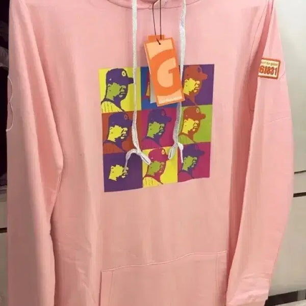 [BUNJANG] Lotte Giants Pink Hooded T-Shirt / 롯데 자이언츠 후드티