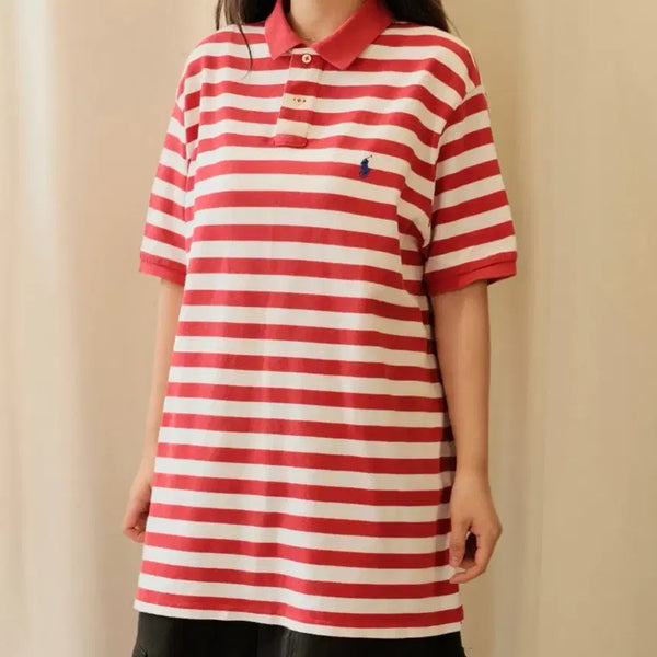 [BUNJANG] Polo Ralph Lauren Red Stripe PK T-Shirt XL / 폴로 랄프로렌 레드 스트라이프 pk 카라티 반팔 XL