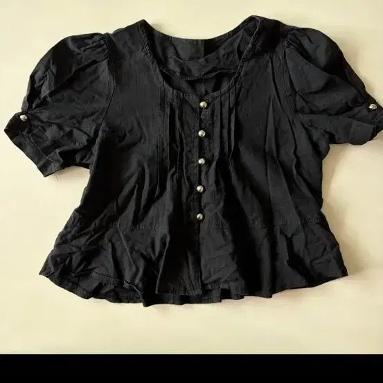 [BUNJANG] Black Puff Sleeve Blouse / 블랙퍼프소매블라우스