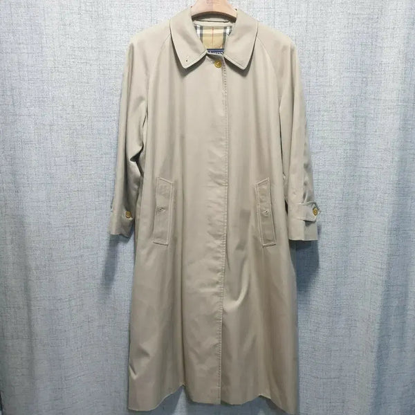 [BUNJANG] Burberry Women's Long Cotton Trench Coat with Hidden Button-Up and Nova Check / 버버리 여성 히든 버튼업 노바 체크 코튼 롱 트렌치코트