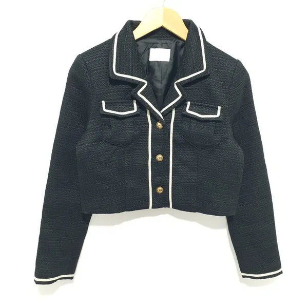 [BUNJANG] Women's Colorblock Tweed Jacket / 여성 카라 배색 트위드 자켓 F_M3254