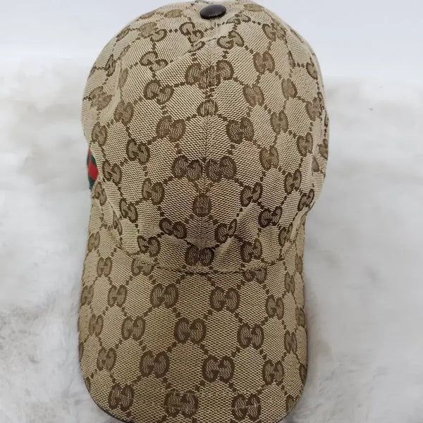 [BUNJANG] Gucci GG Logo Canvas Baseball Cap Beige Size M / 구찌 GG 로고 캔버스 볼캡 베이지 매장판정품 M사이즈