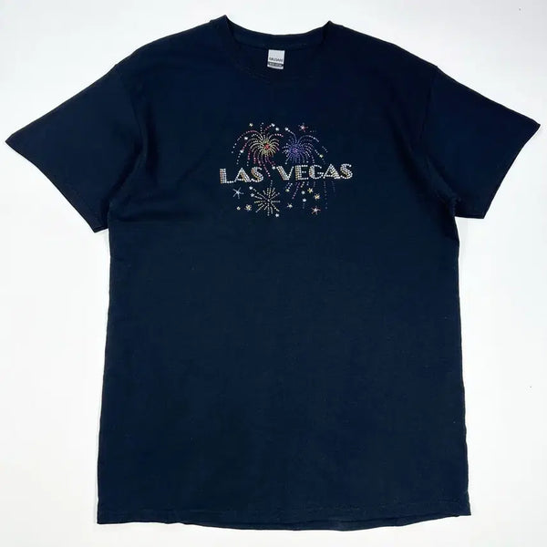 [BUNJANG] Gildan Vintage Las Vegas Cubic Printing T-shirt Black L / (L) 길단 빈티지 라스베거스 큐빅 프린팅 반팔티 블랙