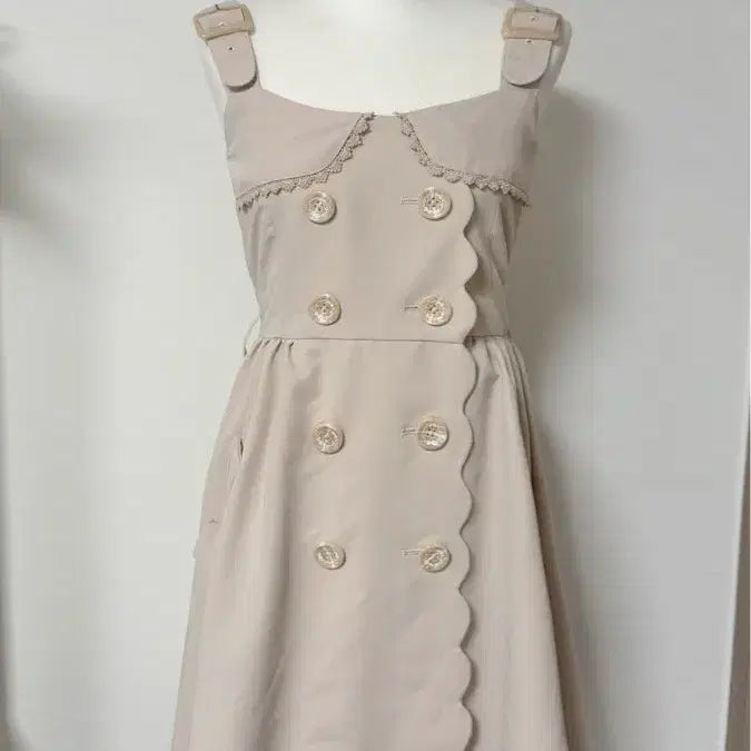 [BUNJANG] Latte Gyaru Double Button String Dress / 일본빈티지 라떼갸루 리즈멜로 더블버튼 끈 원피스
