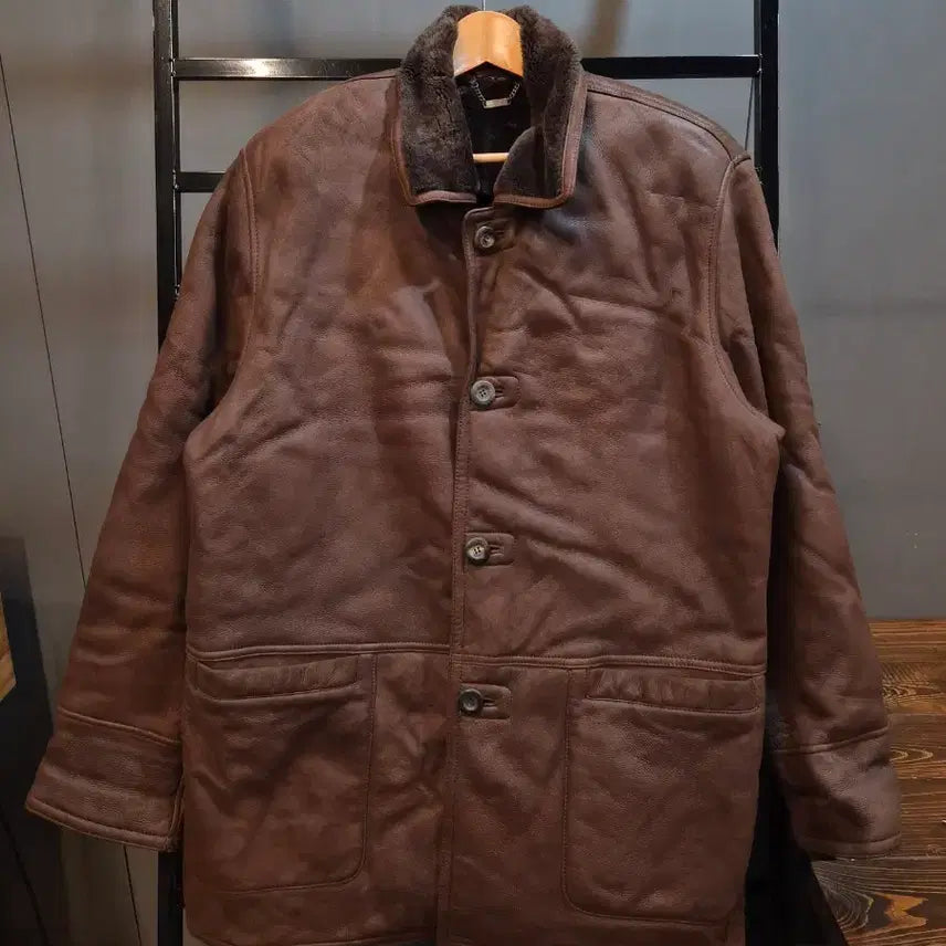 [BUNJANG] PAL ZILERI Brown Genuine Leather Shearling Lined Coat / [105] PAL ZILERI 빨질레리 양가죽 무스탕 코트 브라운 24.9