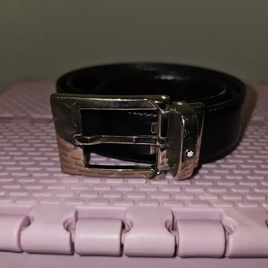 [BUNJANG] Montblanc Leather Belt Silver Buckle / 몽블랑 벨트 검정색 실버 버클