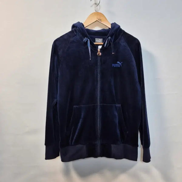 [BUNJANG] Puma Velour Hooded Zip-Up Jacket Navy L / 푸마 벨루어 후드집업 네이비 L사이즈