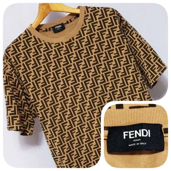 [BUNJANG] Fendi FF Logo Brown T-Shirt Men's 100 / 펜디 FF로고 브라운 반팔 라운드 티셔츠 남성100
