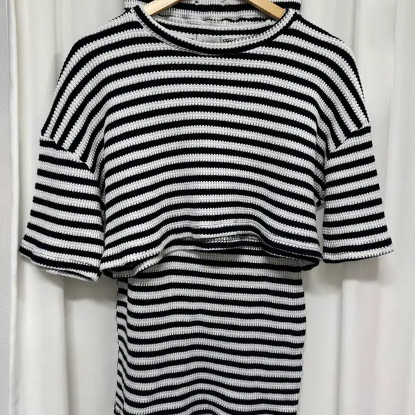 [BUNJANG] Striped Knit Two-Piece Set-up / 단가라 니트 투피스 셋업