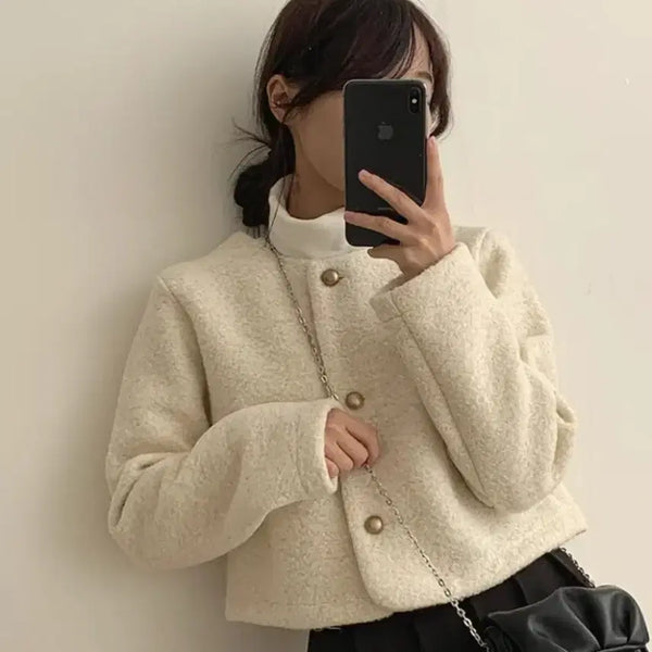 [BUNJANG] Ivory Tweed Wool Jacket / 아이보리 트위드 울 자켓
