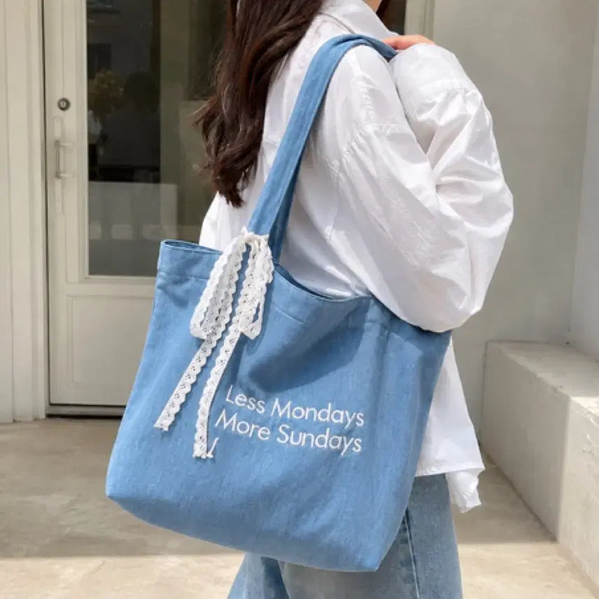 [BUNJANG] Light Wash Denim Eco Bag / 연청 데님 에코백