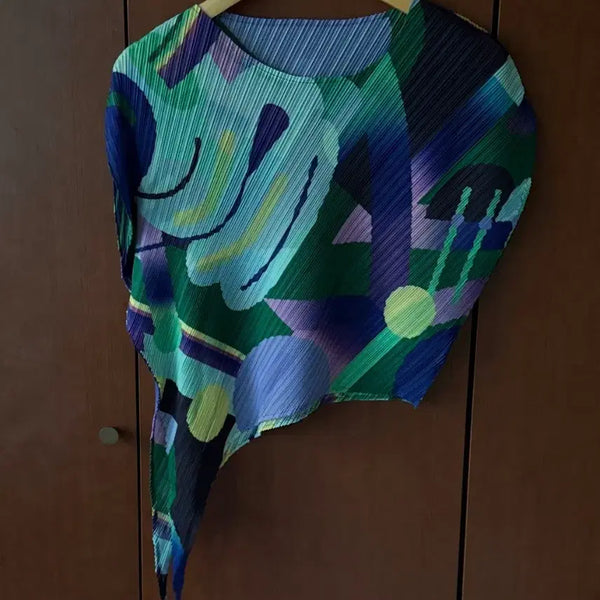 [BUNJANG] Pleated Multicolor Top (Free Size) / 플리츠 멀티컬러 탑