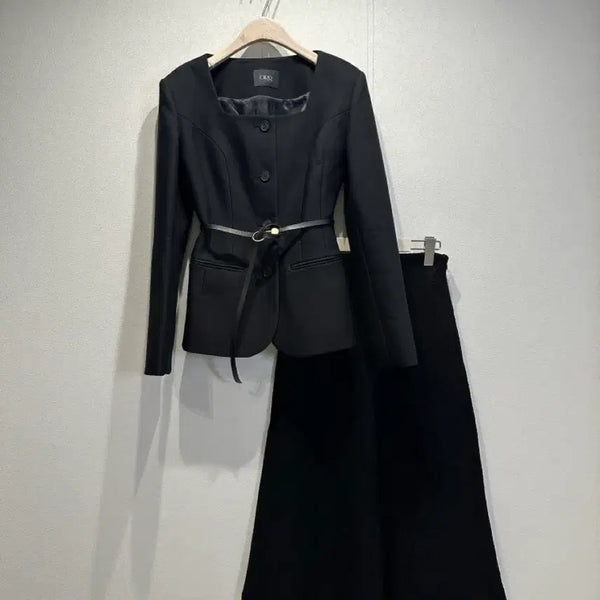 [BUNJANG] ORR Square Neck Slim Fit Black Jacket / 오르 스퀘어넥 슬림핏 블랙자켓