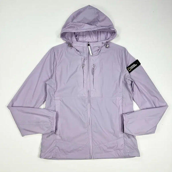 [BUNJANG] National Geographic Women's Appliqué Hoodie Windbreaker Purple XS / (여성XS) 내셔널지오그래픽 여성 와펜 후디 바람막이 퍼플