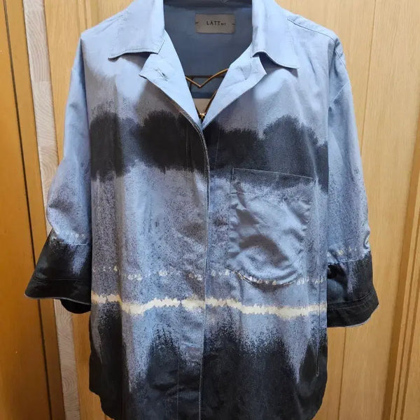[BUNJANG] Latt by T Cotton Linen Print Shirt Blouse (Size 55-66) / 한섬 래트바이티(LATT) 코튼 리넨 나염 셔츠 블라우스 (82/55~66)