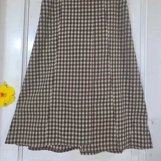 [BUNJANG] Linen Blend Checkered Long Skirt / 여름  고급스런 디자인이쁜  면  린넨  롱스커트  깨끗해요