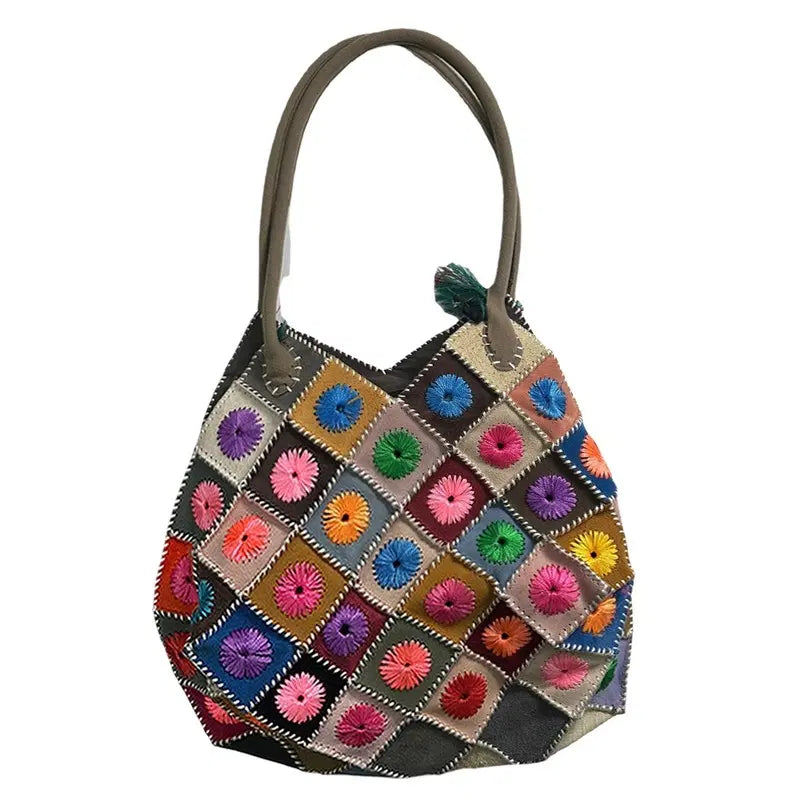 [BUNJANG] Vintage Patchwork Suede Tote Bag / Vintage patchwork suede tote bag