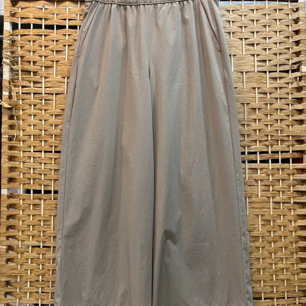 [BUNJANG] Beige Wide-Leg Pants with Elastic Waistband / 와이드 팬츠