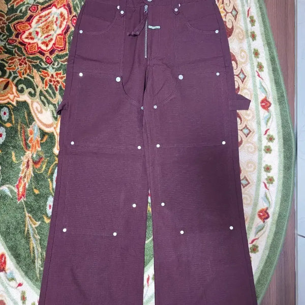 [BUNJANG] The Vinyl House Open Double Knee Pants Burgundy / 더바이닐하우스 OPEN DOUBLE KNEE PANTS BURGUNDY