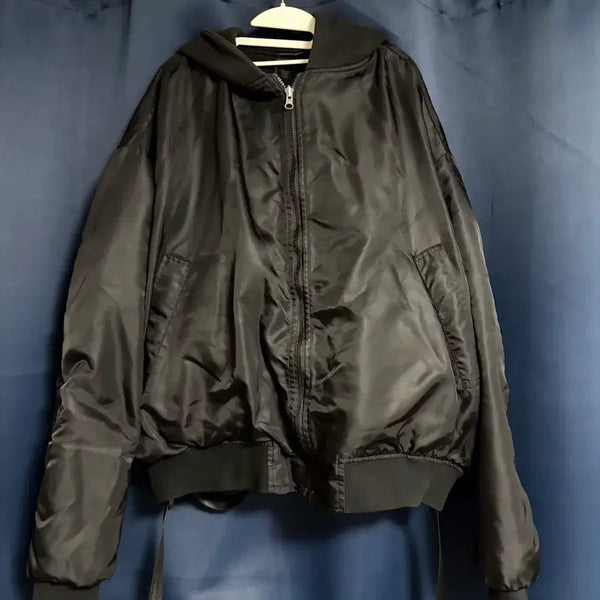 [BUNJANG] Glamour Reversible Black Bomber Jacket / Glamour 리버시블 블랙 항공 점퍼