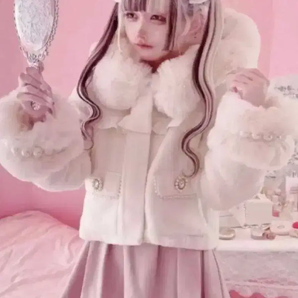 [BUNJANG] Mars Pearl Short Coat White / mars 마즈 펄 숏 코트 화이트 지뢰계 양산