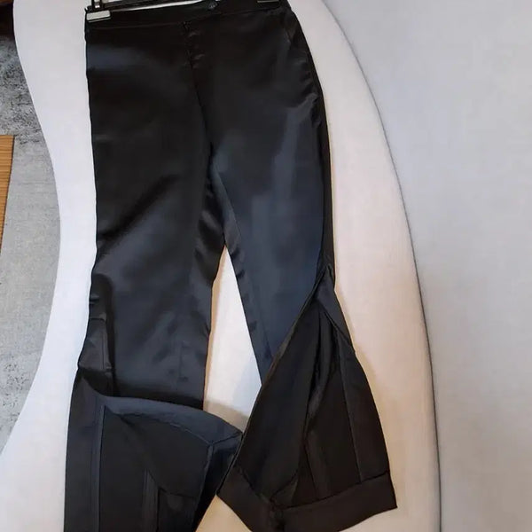 [BUNJANG] SILK-MAISON Silk Blend Trousers Slits Detail Black / 새상품(25~26)수입 silk-maison 실크혼방 절개디테일 바지