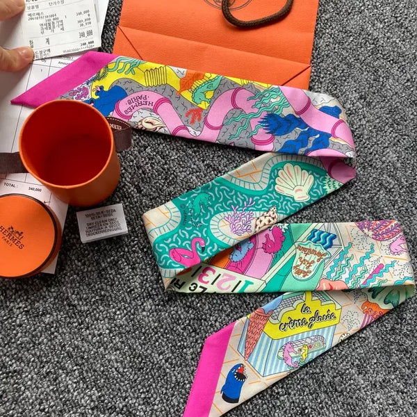 [BUNJANG] Hermès Twilly Silk Scarf Splash Park - Unworn / 실착안함) 에르메스 트윌리 실크 스카프 정가 34만원