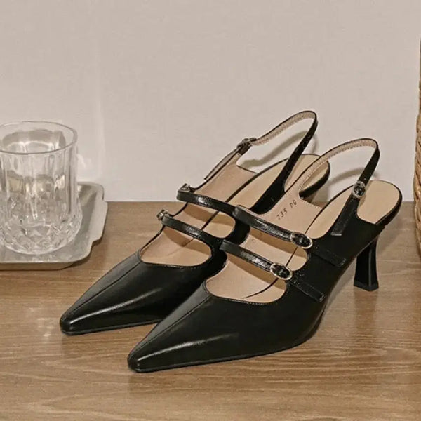 [BUNJANG] Like Strap Slingback Heels Black 4cm / (배포 새상품) 라이크 스트랩 슬링백힐 블랙 235 4cm