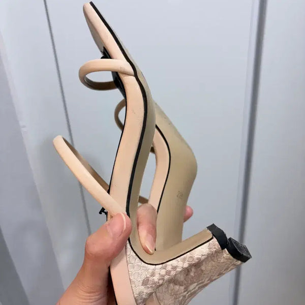 [BUNJANG] Mule High Heel Sandals Beige / 뮬 하이힐 샌들 베이지 225