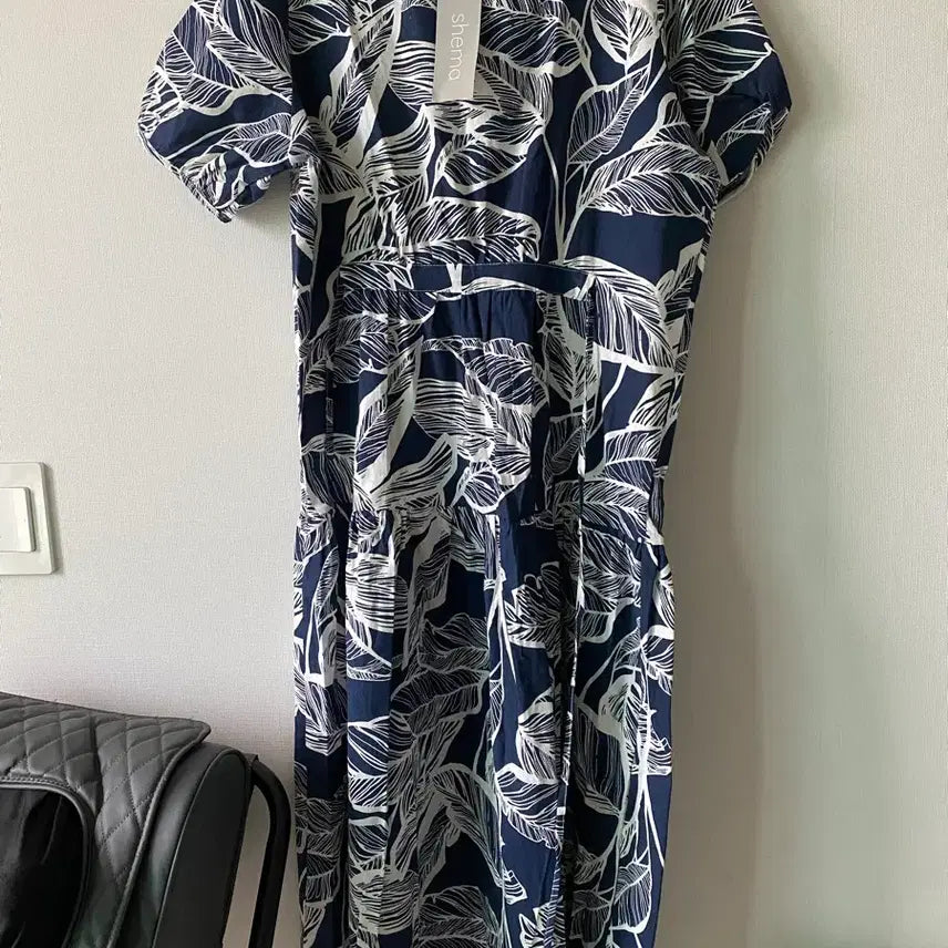 [BUNJANG] Shema Leaf Pattern Cotton Midi Dress / 쉐마나뭇잎 패턴  면 원피스